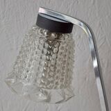 Small vintage bedside lamp in molded glass, chrome metal and steel - 1950s