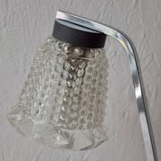 Small vintage bedside lamp in molded glass, chrome metal and steel - 1950s