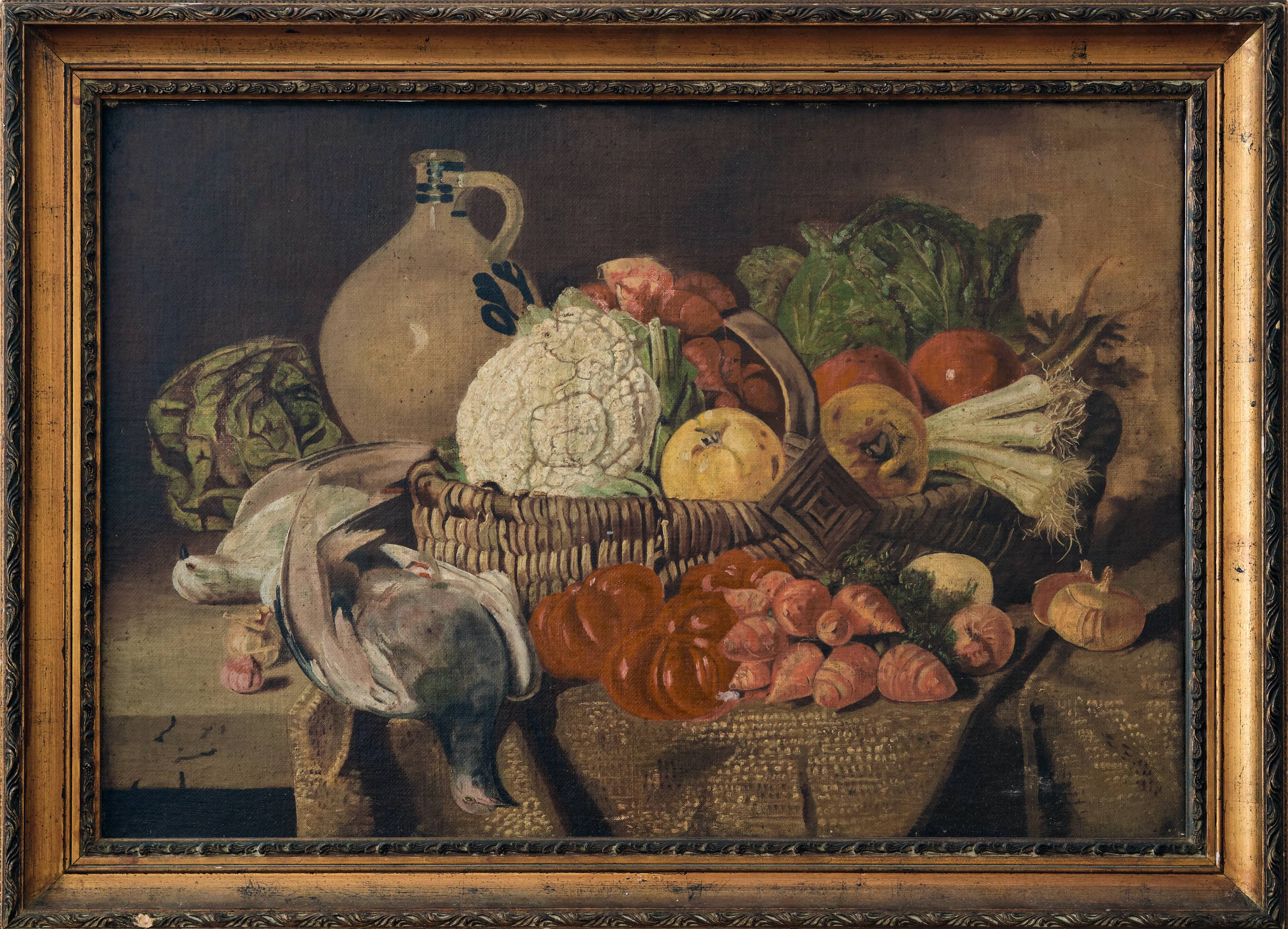 <Still life with pigeons>,painter of the 19th century