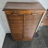 Solid oak double curtain filing cabinet