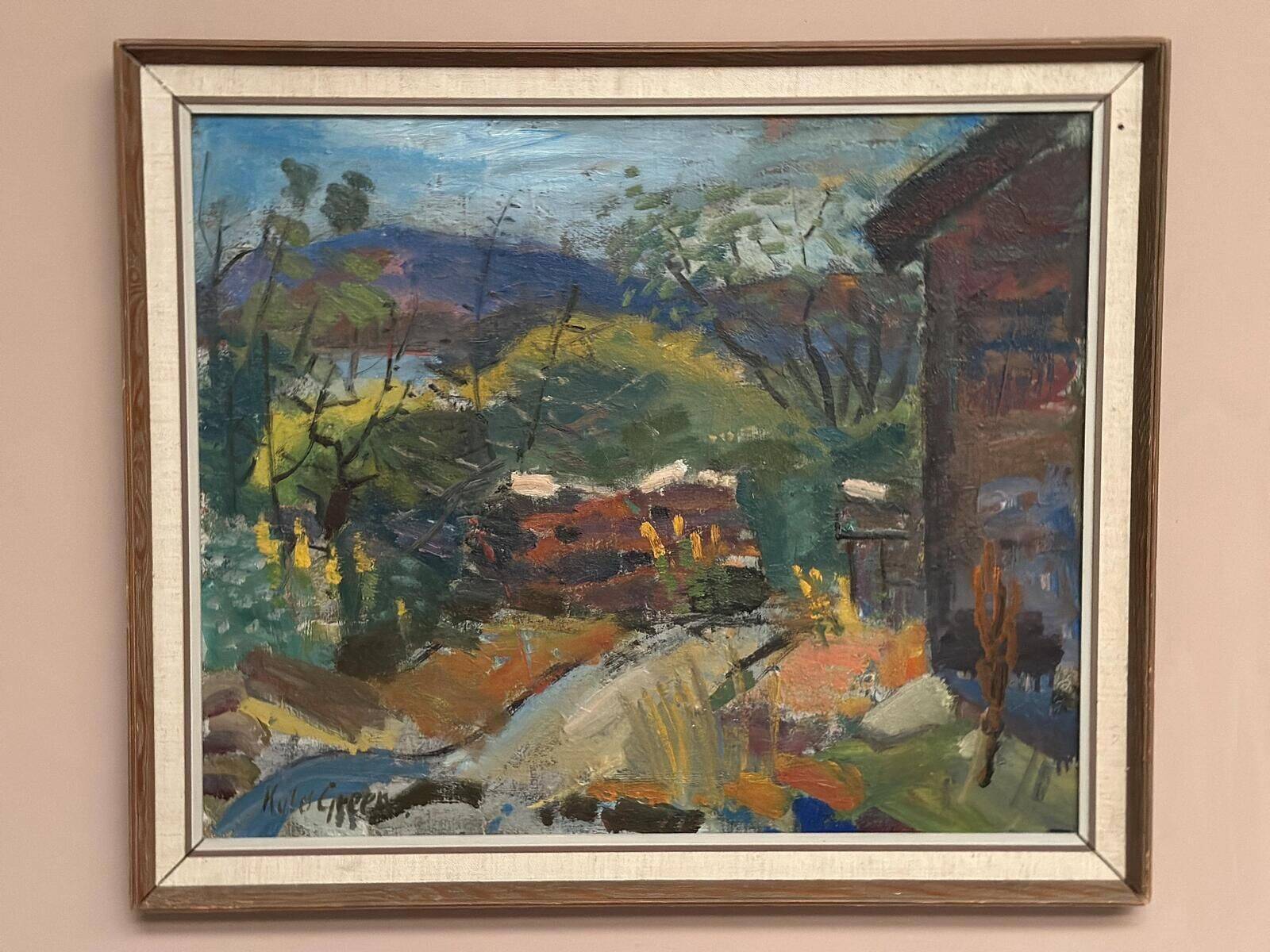 Original Swedish Oil on Panel – “Landskap” by Kulo Green – Signed – Vintage