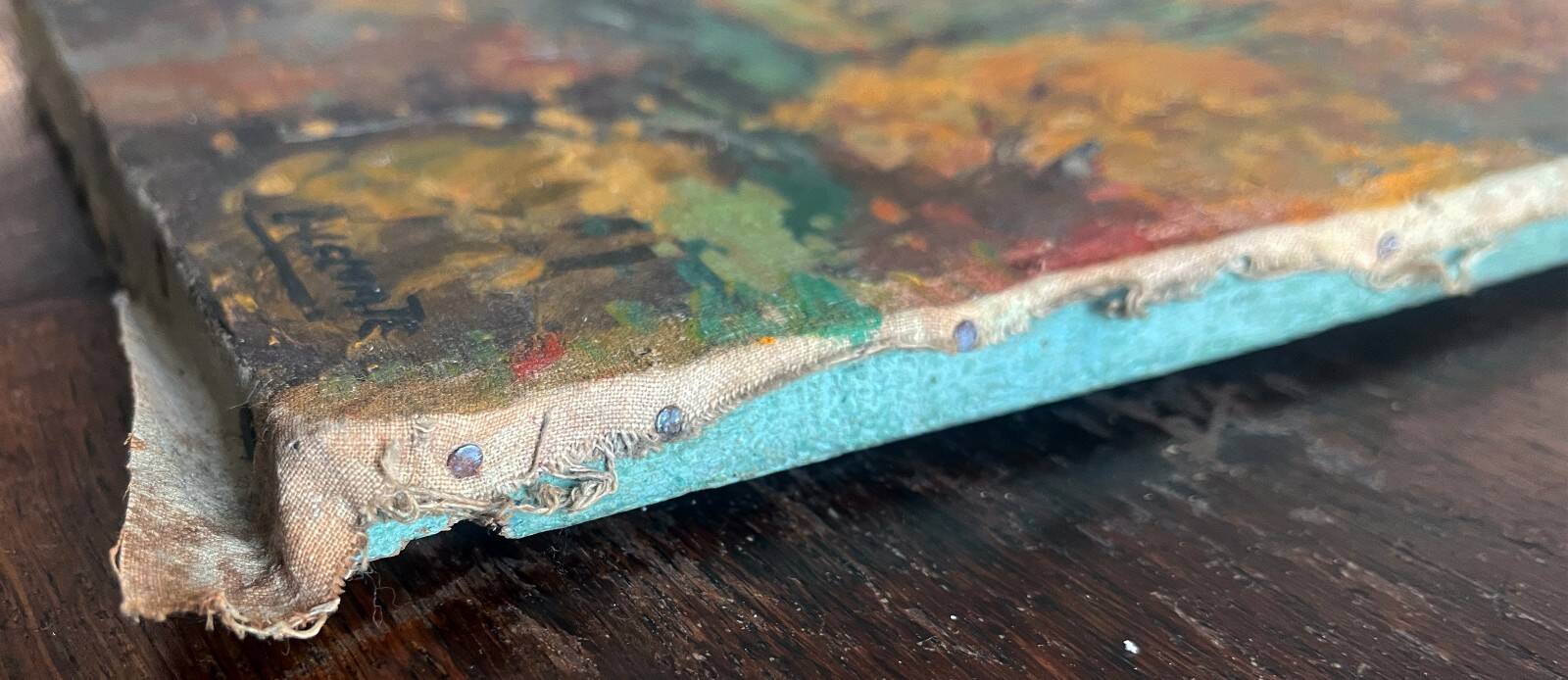 Tableau HST "Autumn Reflection" Post-Impressionist landscape signed