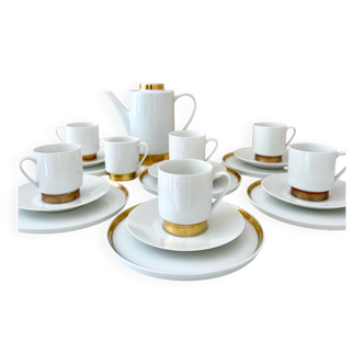 Melitta Hamburg vaisselle, service à café, porcelaine or blanc pour 6 personnes