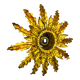Brutalist sun wall lamp, metal and gold leaf, Italy, 1960