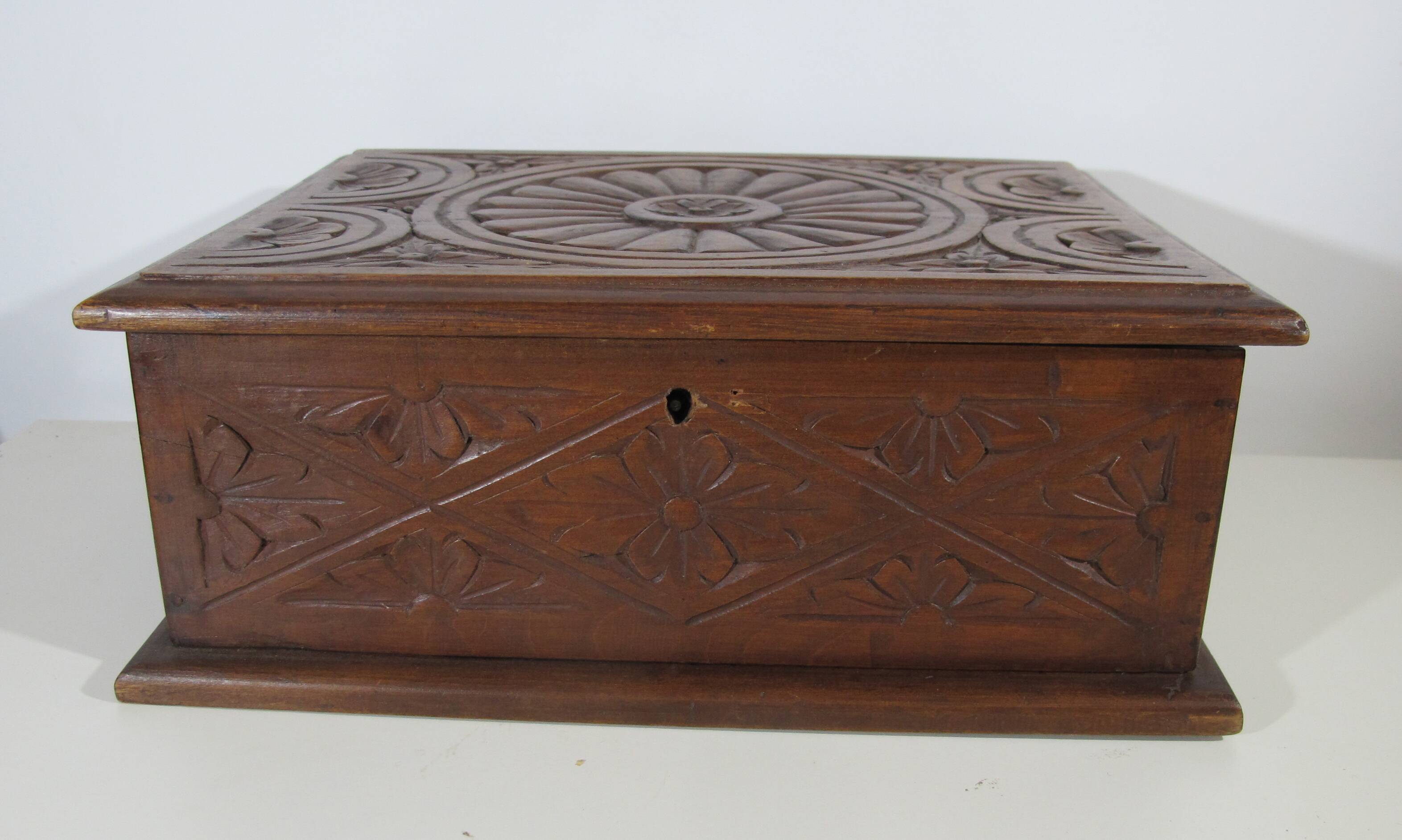 Carved wooden box