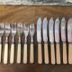 Silver-plated metal fish cutlery set consisting of 6 forks and 6 knives