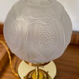 Vintage globe table lamp in worked glass