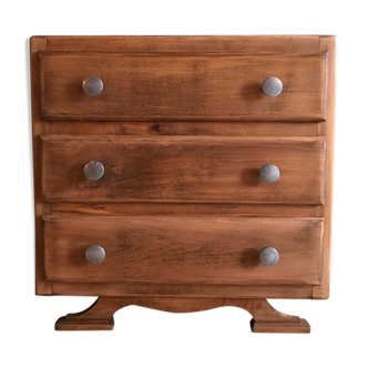 Vintage chest of drawers 3 drawers art deco year 30-40 wood handles zinc