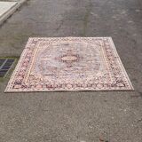 Beige and blue wool Persian rug with a velvet effect, 170x240cm.