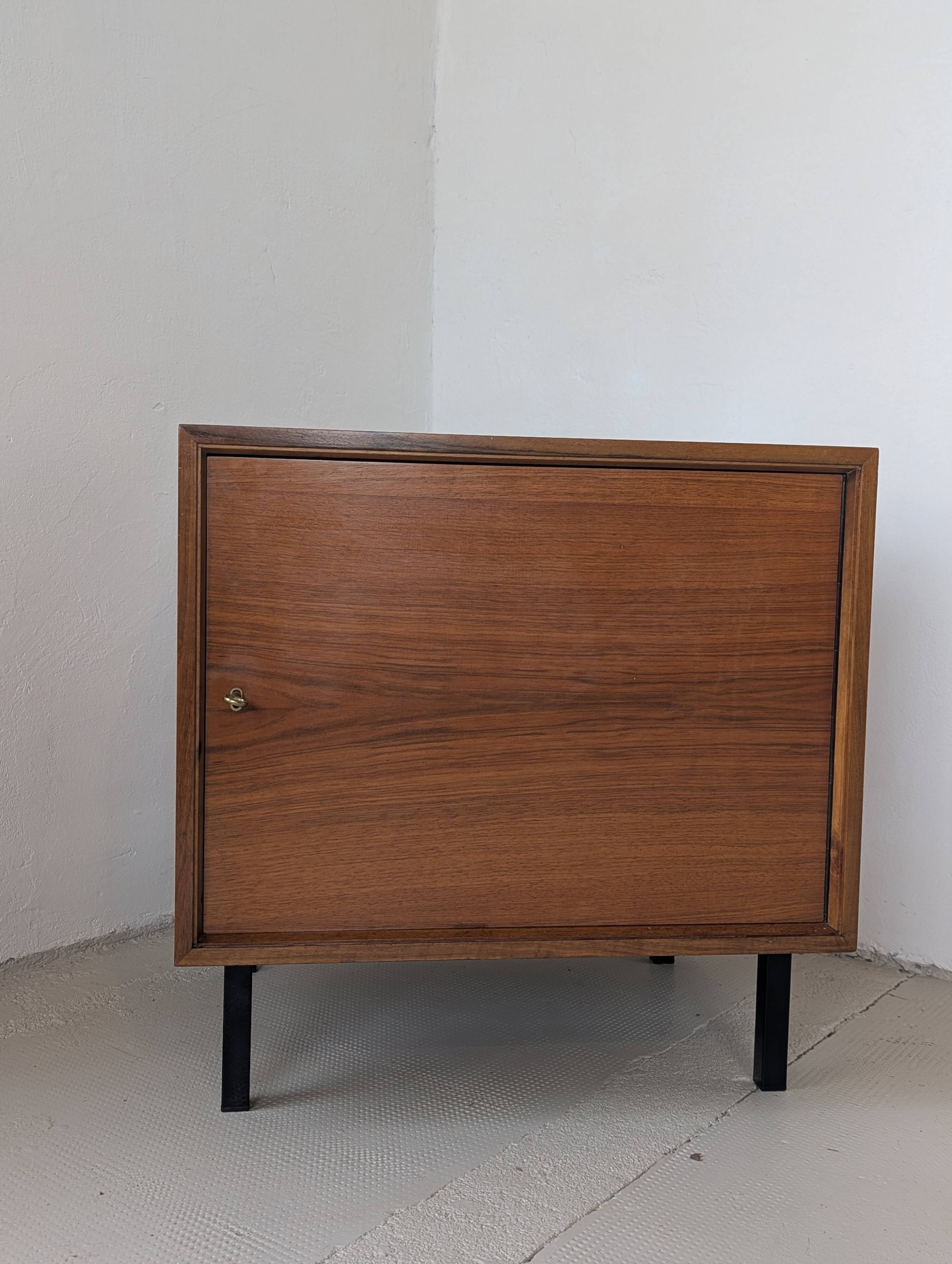 Small wooden and metal side table, 1970s
