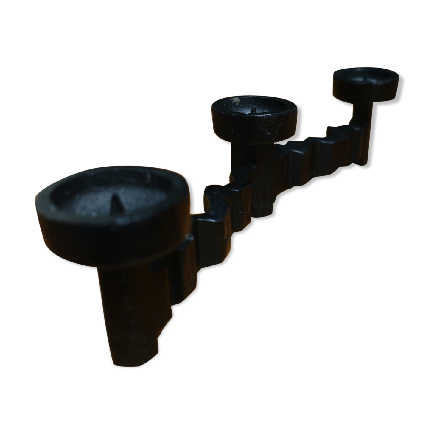 Black Chandelier 3 70s candles brutalist style