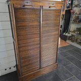 Solid oak double curtain filing cabinet