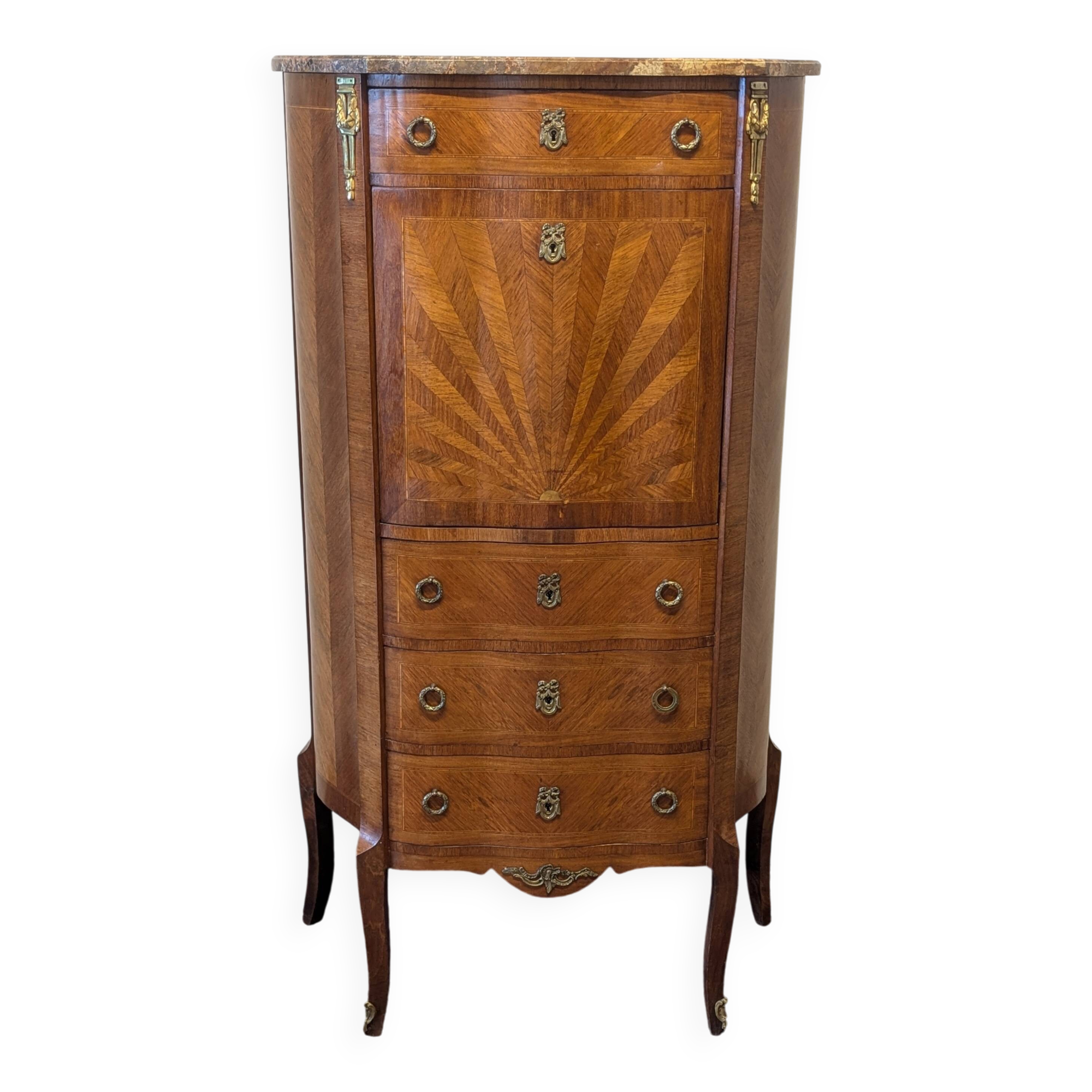 Secretaire style Louis XV en marqueterie