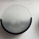 Pair of vintage geometric wall lights, black metal and sandblasted glass, Delmas France 1970
