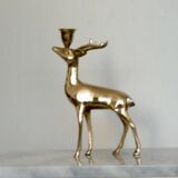 Vintage brass stag candlestick holder