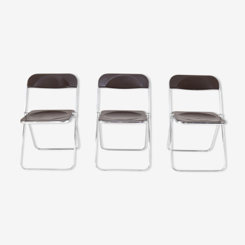 Lot de 3 chaises pliantes Plia par Giancarlo Piretti à Castelli Italie années 60