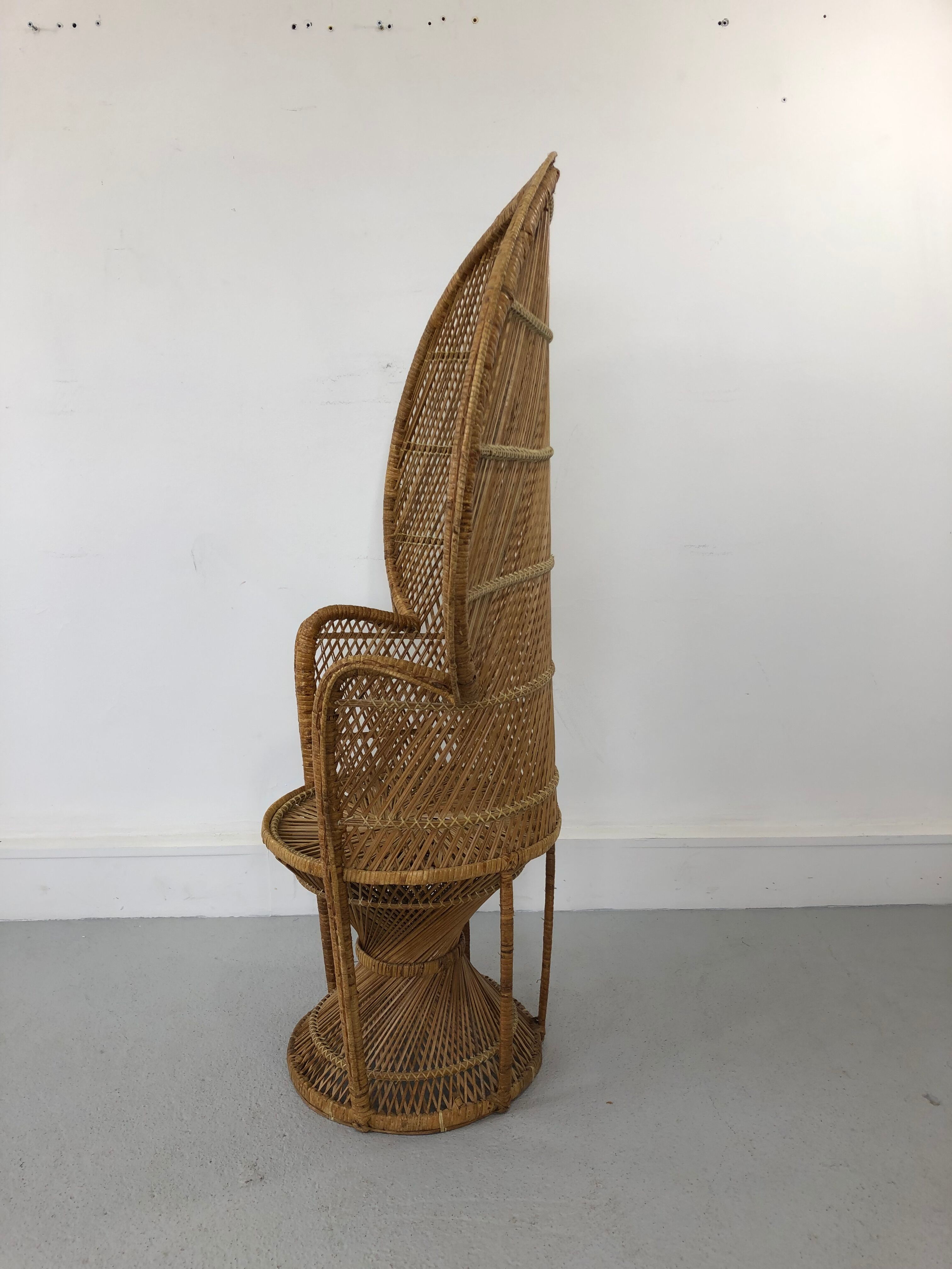 Vintage rattan and wicker peacock chair