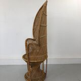 Vintage rattan and wicker peacock chair