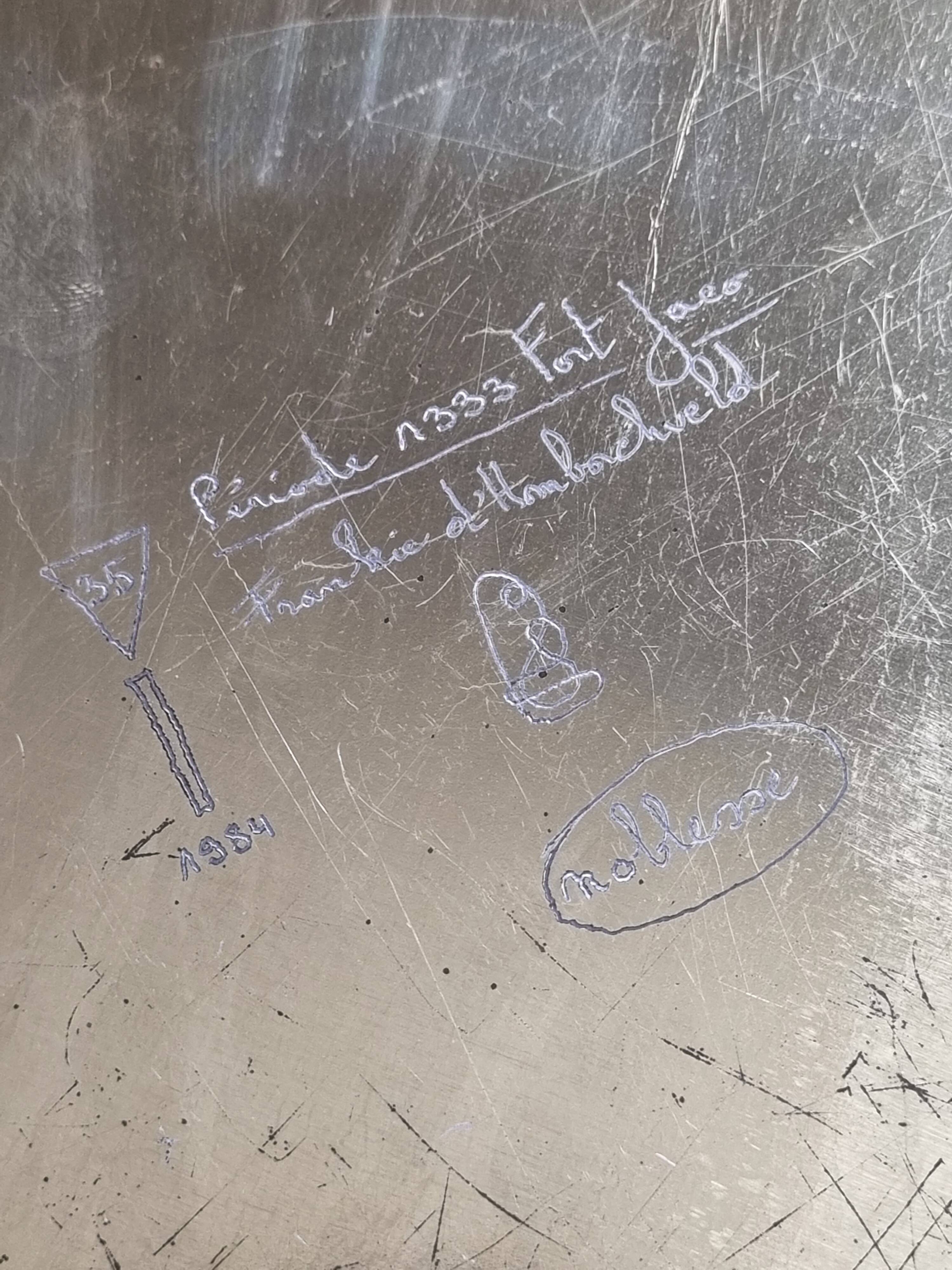 Octagonal brass mirror signed Frankie d'Homborchveld, 47 x 50 cm