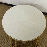 Small round bamboo and rattan table from the 60s