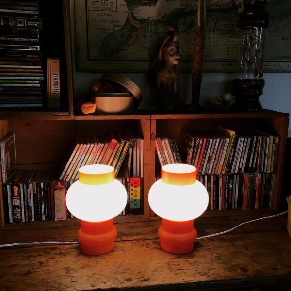 Pair of orange lamps