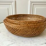 Trio of nesting baskets in woven wicker from the 70s