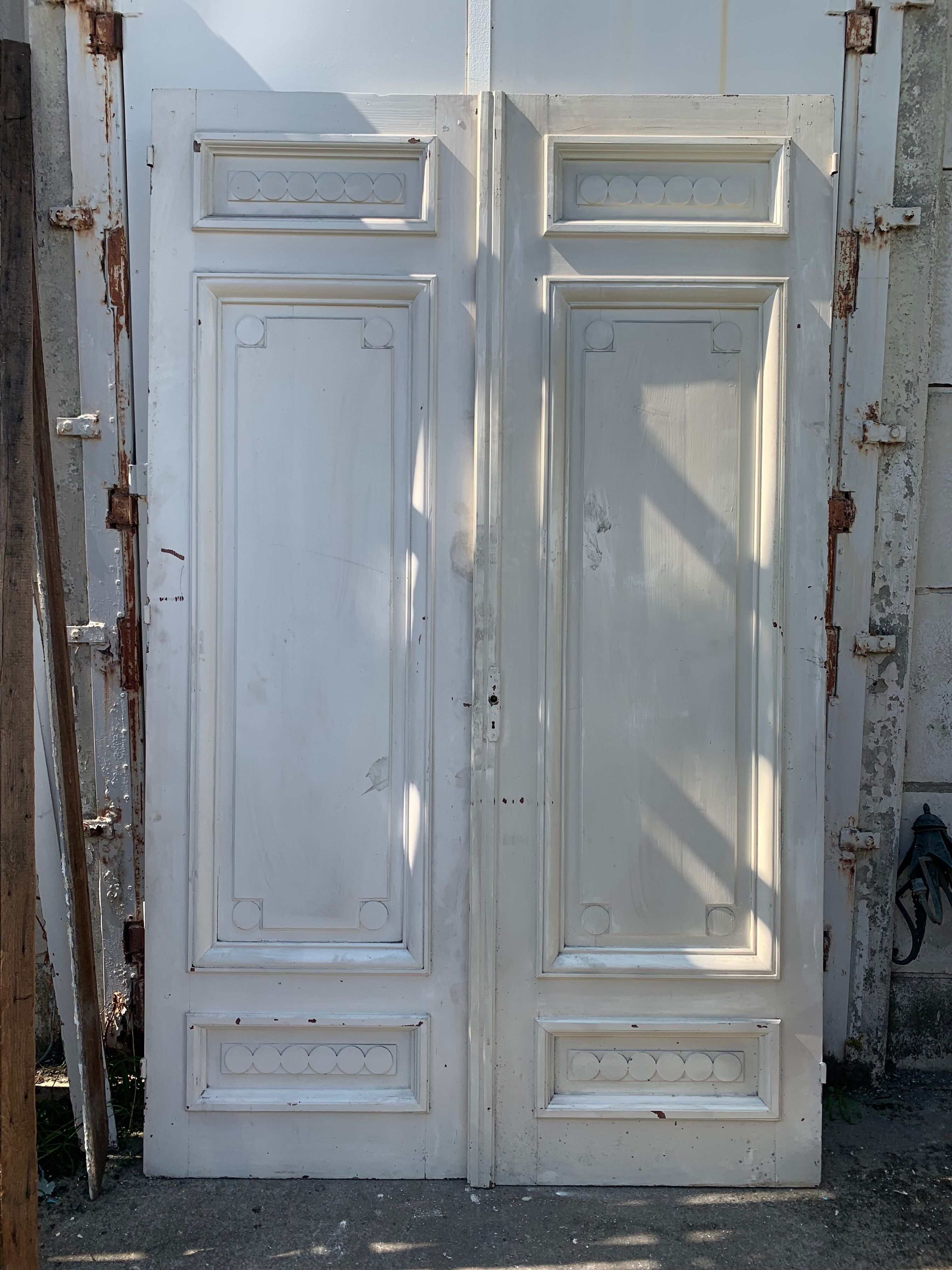 Double Art Deco closet door in patinated fir Xx century