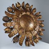 Large gilt floral sunurst lamp 1950s