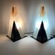 Murano Pair of 2 Lamps Glass Plate Two-material Vintage 1980 DLG Vetro