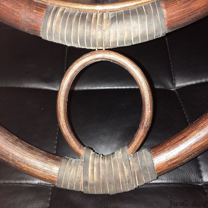 Oval rattan mirror in brown vintage, 72x49 cm