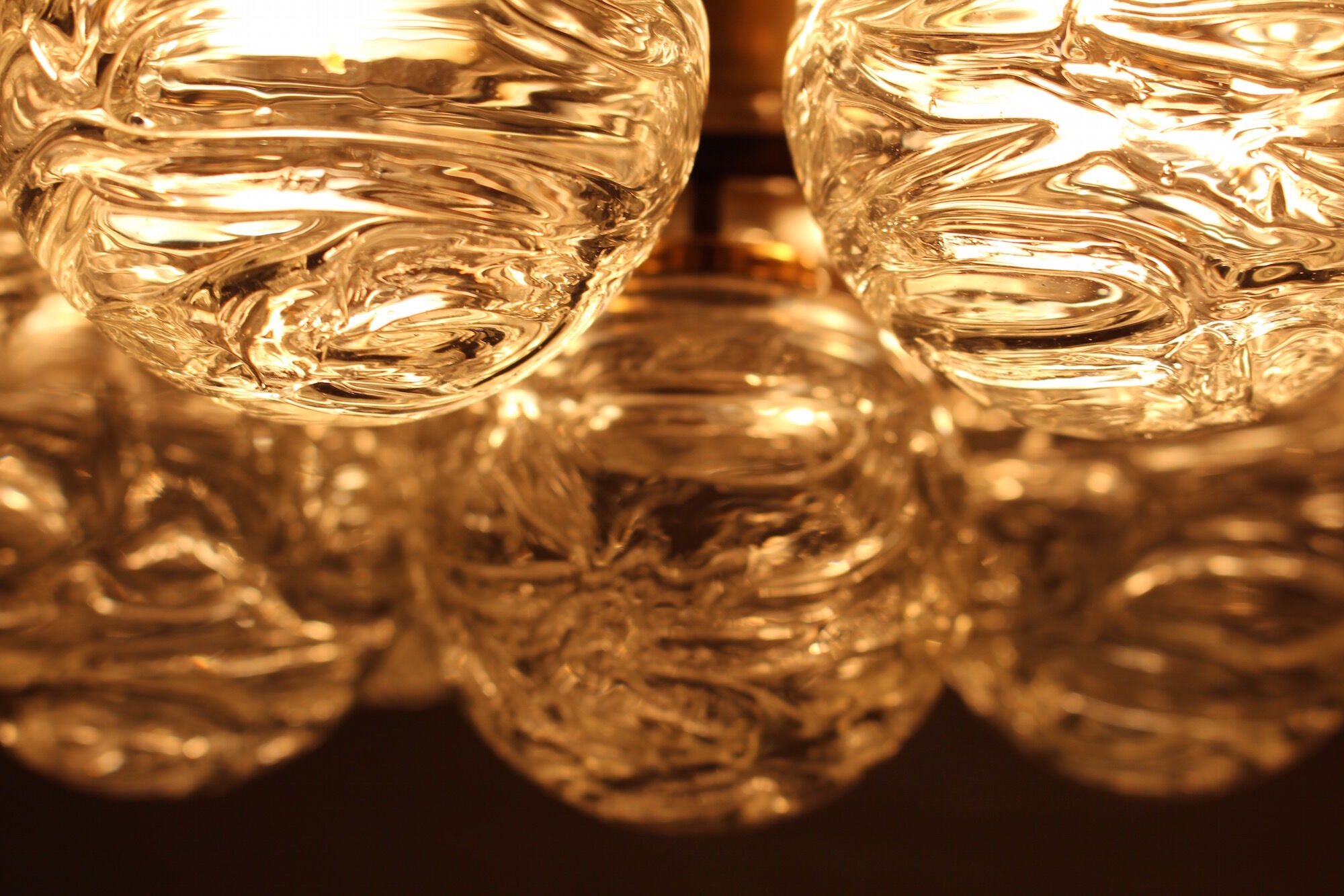 Brass chandelier and glass globes
