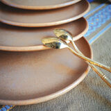 Set of 4 plates in sandstone Sarreguemines pink beige