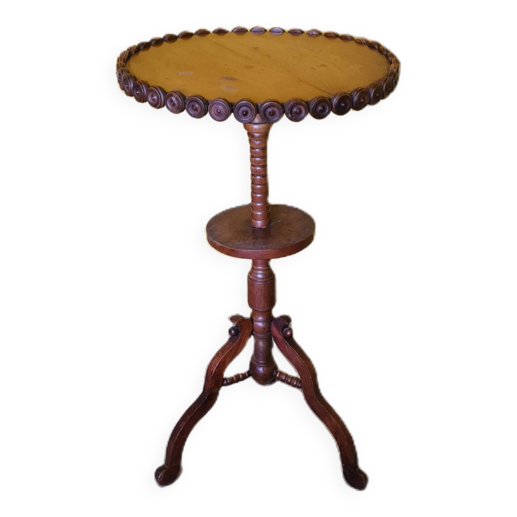 French Walnut Side Table On Tripod, Late 19th Century