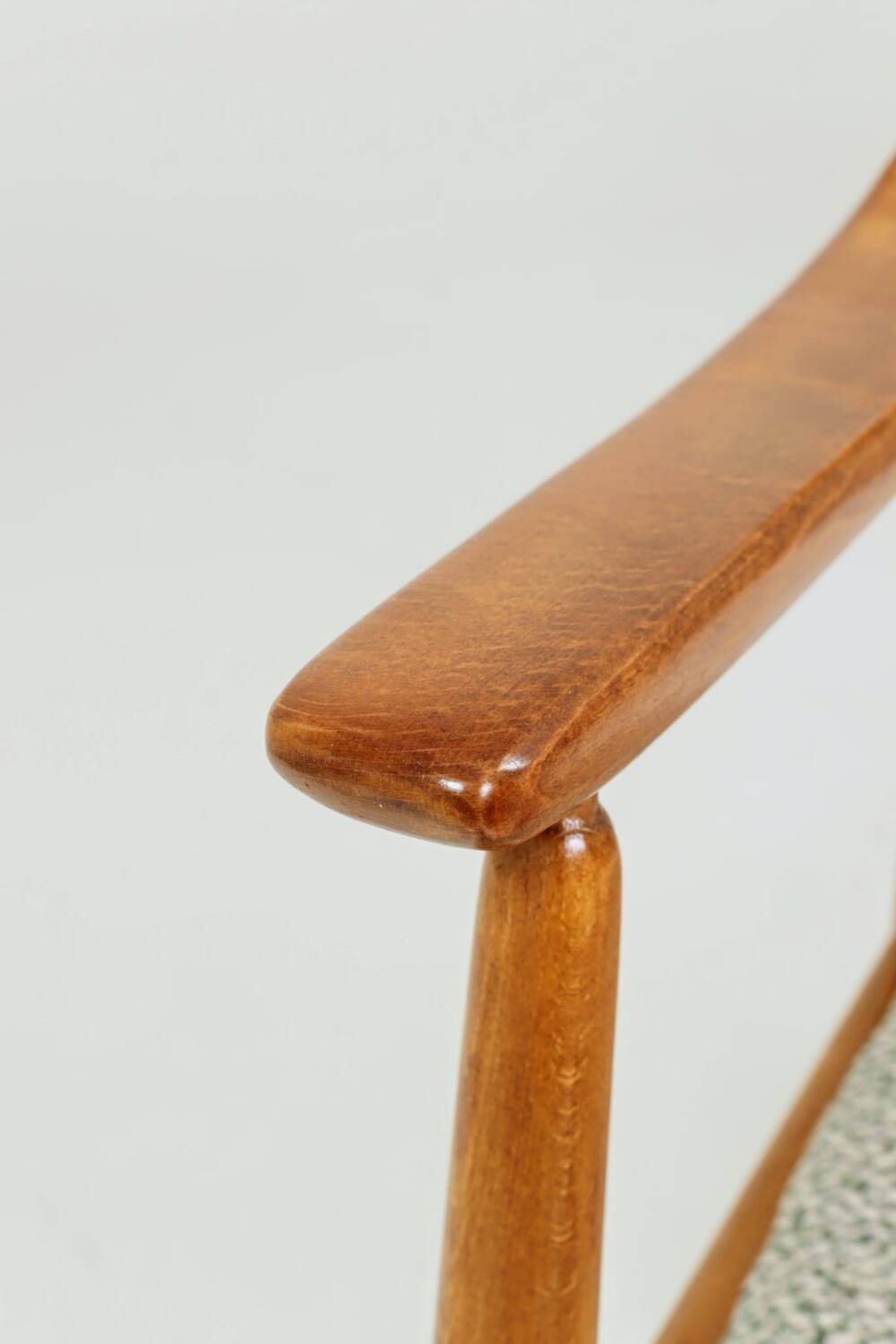 Fauteuil scandinave vintage en tissu tissé turquoise et blanc