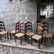 Lot de 6 chaises brutalistes paillées