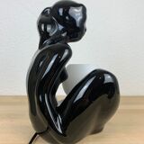 Black ceramic lamp and opal globe