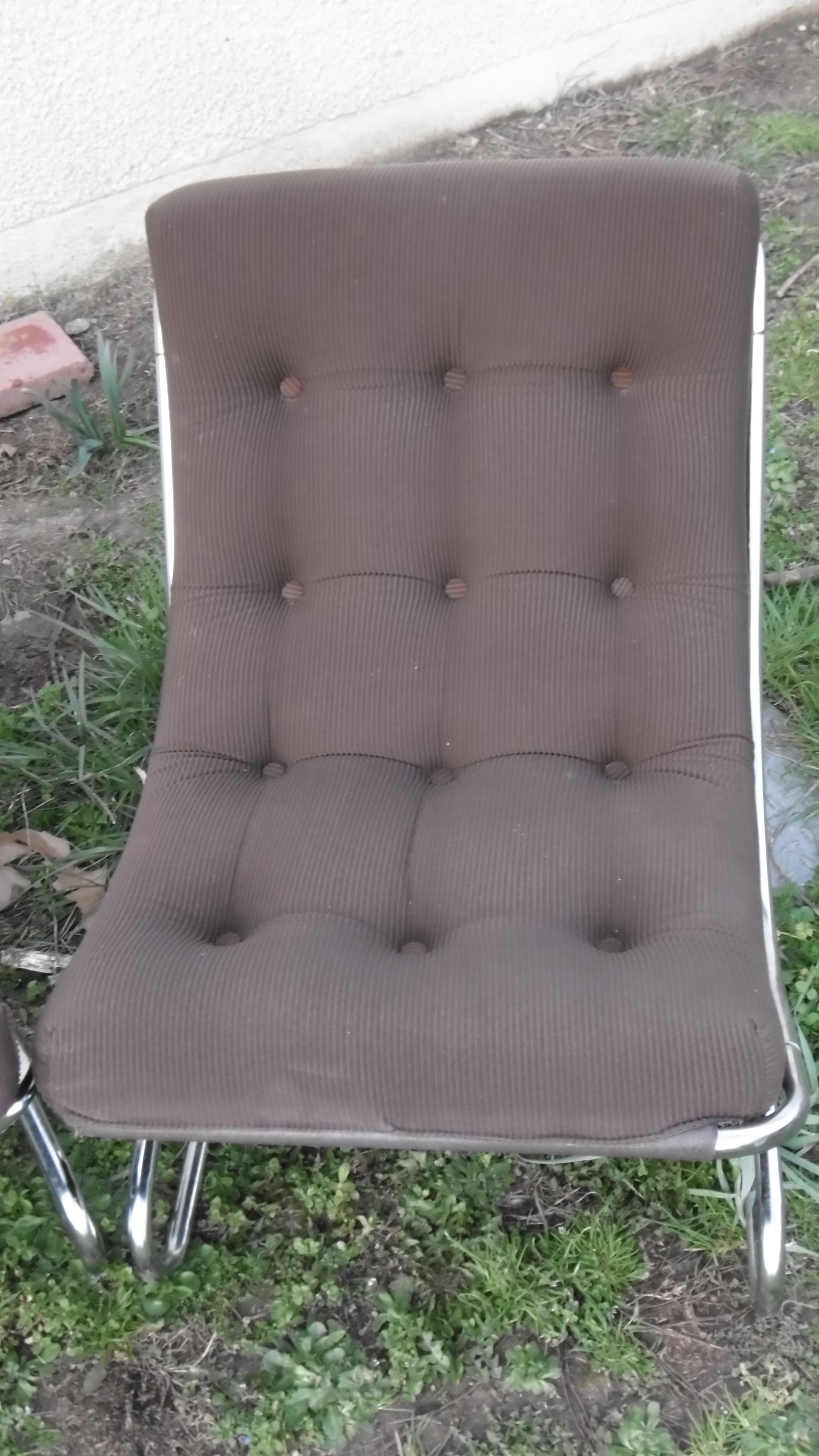 Chair tubular in Brown velvet of the 1970s