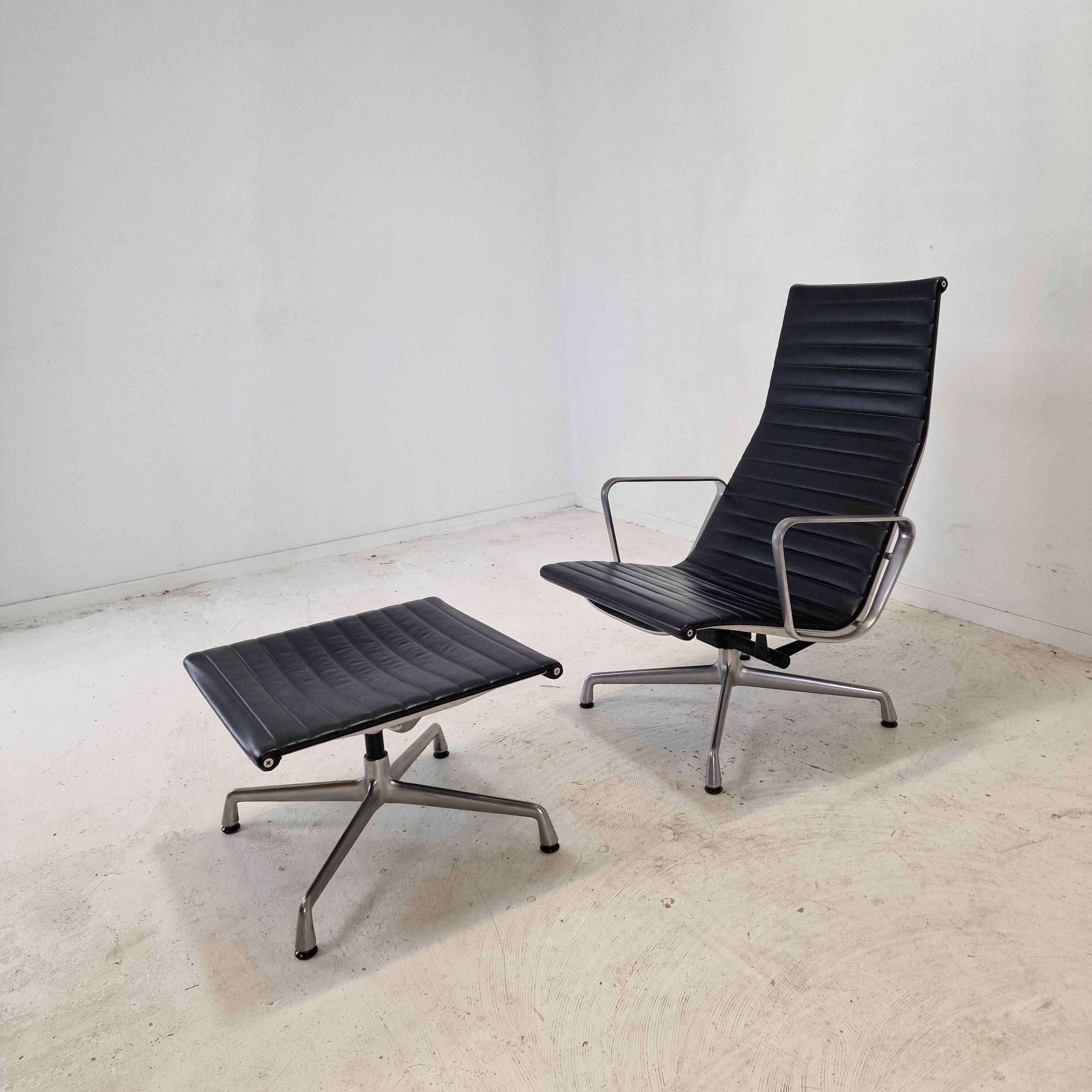Model EA 124 + 125 Vitra Lounge Chair and Ottoman by Charles & Ray Eames