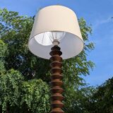 Turned wood floor lamp 1940-50 Charles Dudouyt style