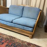 Vintage sofa in cannage and wood 1960