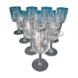 10 vintage engraved crystal walking glasses