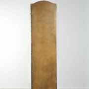Antique English red leather hand-painted chinoiserie room divider/ screen