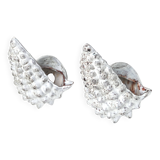 Pair of grey ceramic shell wall lights, Vallauris 1960s