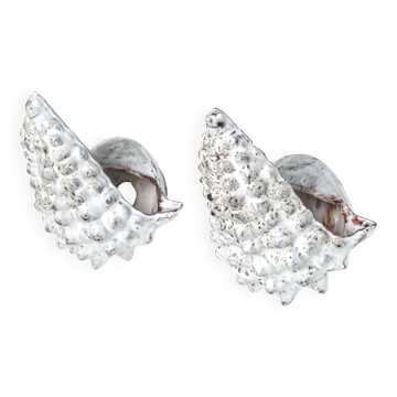 Pair of grey ceramic shell wall lights, Vallauris 1960s