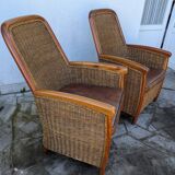 Pair of rattan armchairs