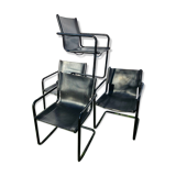 4 fauteuils Matteo Grassi en cuir noir