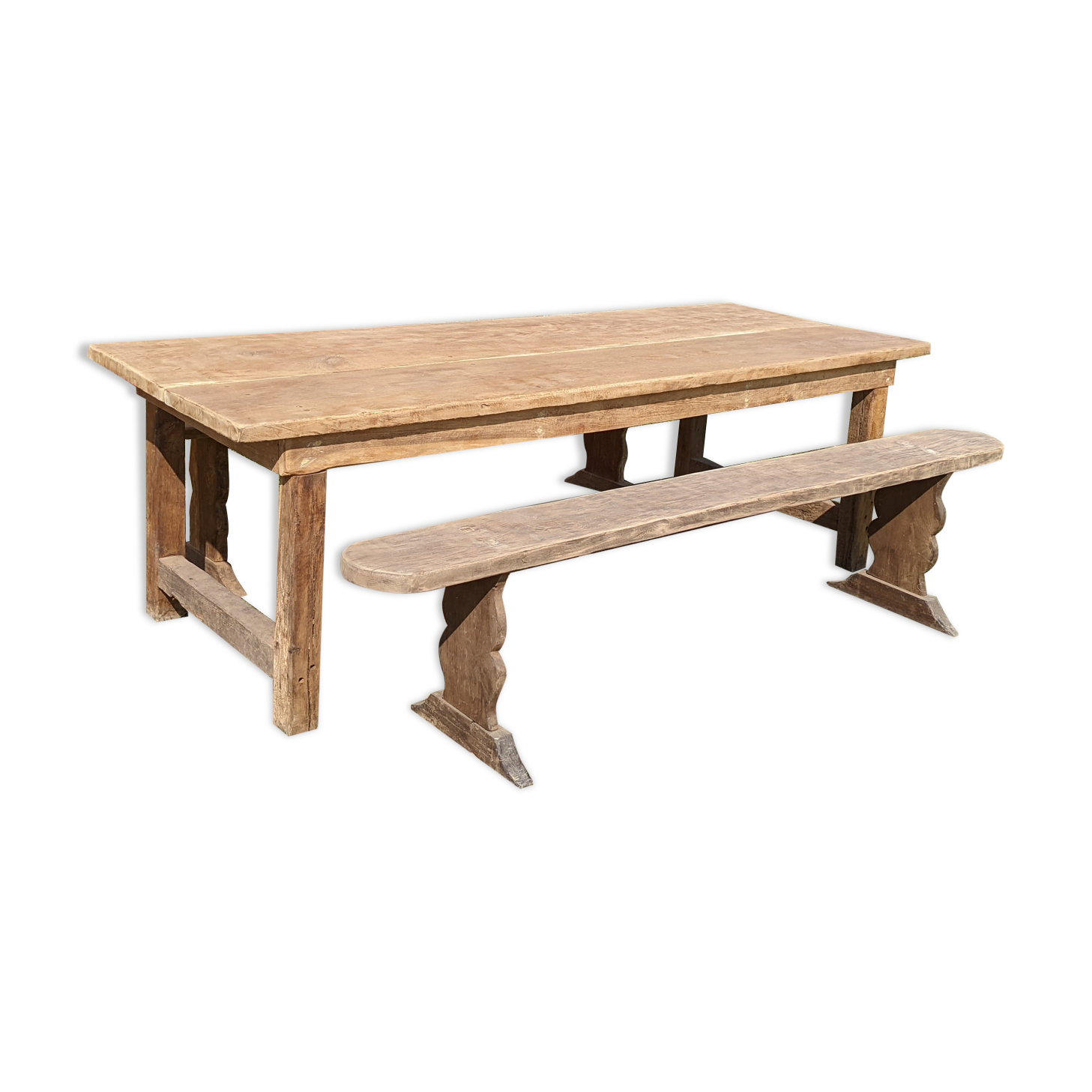 Table de ferme et ses deux bancs