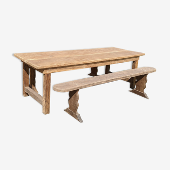 Large farmhouse table and its two benches
