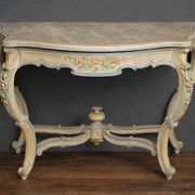 Italian console painted and sculpted – Wood top with faux marble appearance – 19th century