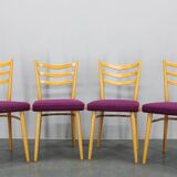 1960s Set of Four Beech Dining Chairs, Czechoslovakia